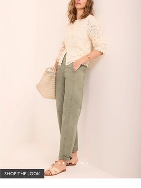 High-Rise barrelLeg Pants in Sage Green
